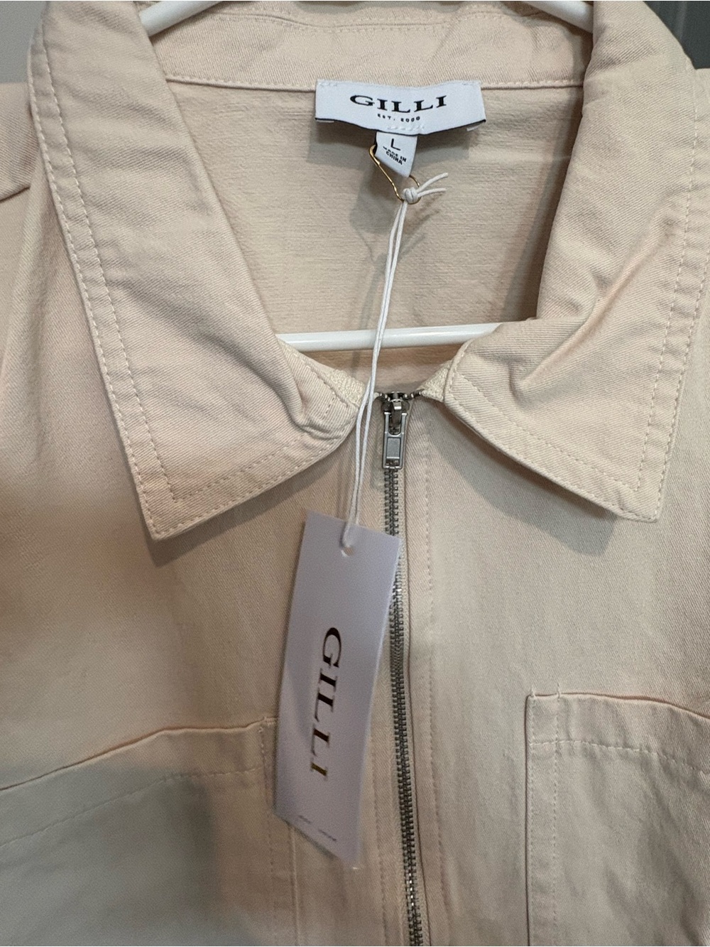 Gilli Beige Sleeveless Zip Romper with Self-Tie Waist - Picture 3 of 4